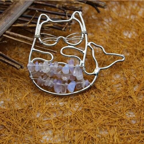 6pcs Natural stone Mermaid get rich cat olivine pendant necklace Meditation Quartz Treat Crystal Charm for Jewelry Making Free