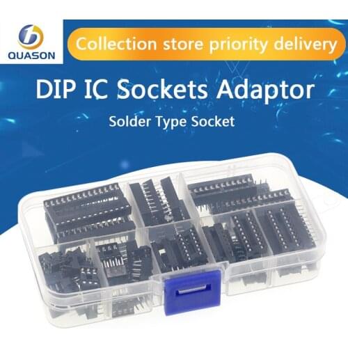 66PCS/Lot DIP IC Sockets Adaptor Solder Type Socket Kit 6,8,14,16,18,20,24,28 pins New