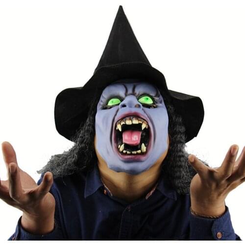 Full Face Latex Scary Mask Christmas Funny Witch Costume Accessory Latex Halloween Party Props