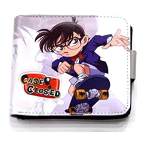 Anime Detective Conan PU short wallet with button printed w-Conan Edogawa