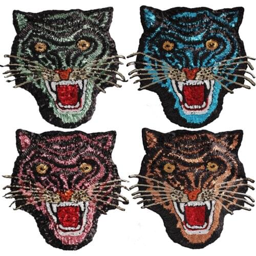 New Arrival Tiger Sequin Patches Sew On Clothes Or Bags Sewing Supplies Decorative Patches EP2041