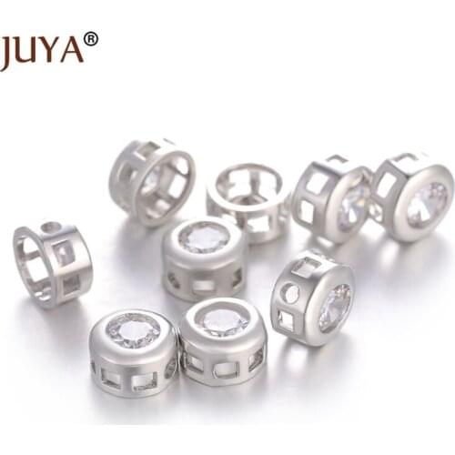 2Pcs/Lot Bracelets Accessories Charm Bead fit Brass Cubic Zirconia Ball Beads For DIY Necklace Jewelry Findings