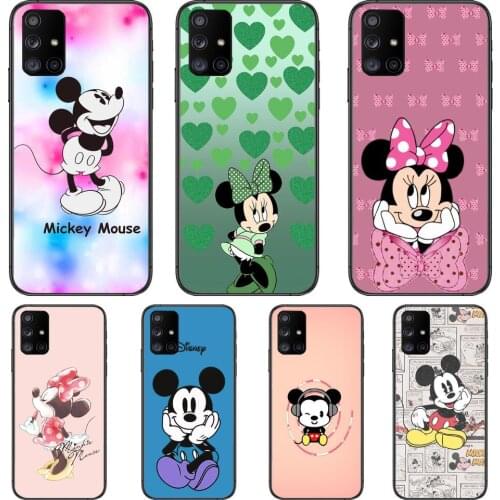 Cute Mickey Mouse Here Phone Case Hull For Samsung Galaxy A50 A51 A20 A71 A70 A40 A30 A31 A80 E 5G S Black Shell Art Cell Cove