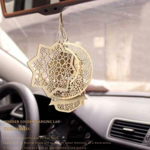 Wood Craft Ramadan Eid Mubarak Decorations Pendant Supplies Plaque Wooden Party For Home Muslim Ornament Islam Moon Hanging D4X8