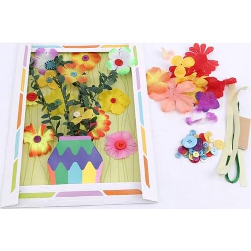 Children Kids DIY Handmade Buttons Flower Button Bouquet Kindergarten Manual Course Class Button Flower Handicrafts Toys