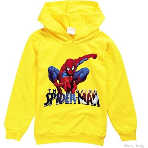 Disney SpiderMan Childrens Hooded Sweater Spring and Autumn Boys Girls Long Sleeve Hooded Sweatshirt Childrens