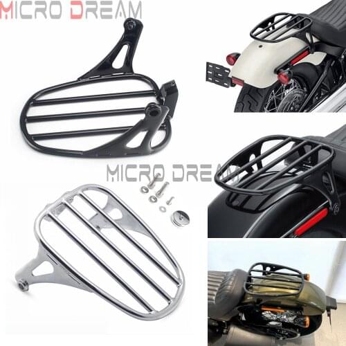 For Harley FXBB FLSL Street Bob Softail Slim Motorbike Rear Fender-Mount Chrome Gloss Black Solo Seat Luggage Rack 2018-UP 2021