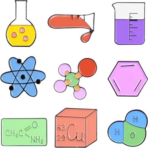 Chemical science enamel pin Element structure instrument brooches Shirt bag Lapel enamel pin badge jewelry Chemistry lovers gift