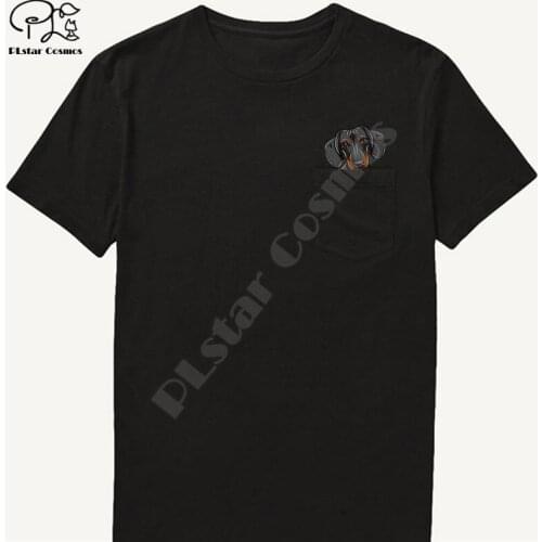 German Shepherd In Pocket T Shirt Dog Lovers Black Cotton Men Made in USA Cartoon t shirt men Unisex New Fashion tshirt style-2