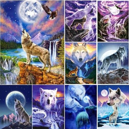 Wolf Diy 5D Diamond Painting Full Round Rhinestone Paintings Animal Diamond Mosaic Embroidery Cross Stitch Home Decor