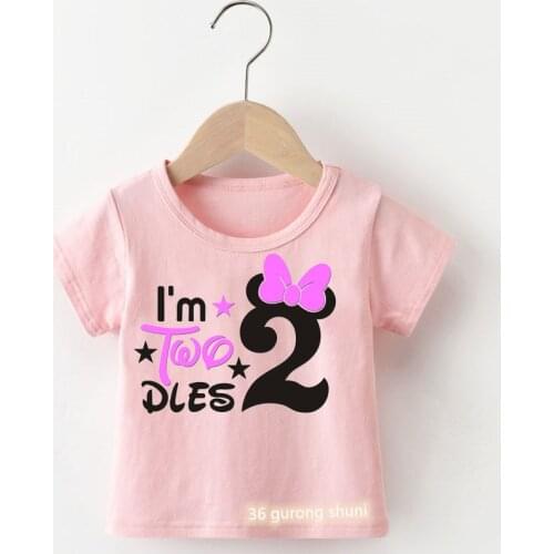 Kawaii girls t-shirts cute butterfl graphic print 2nd birthday clothing summer kids tshirt Harajuku girls t shirts camisole tops