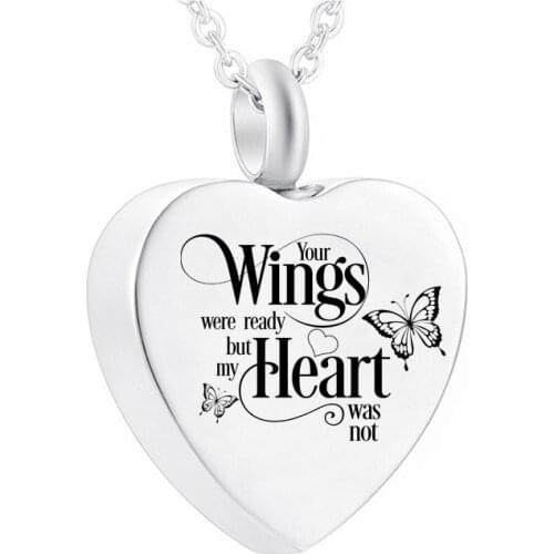 Cremation Jewelry Stainless Steel Heart-shaped Butterfly Pendant Small Ashes Souvenir With Filling Kit For Humans/Pets