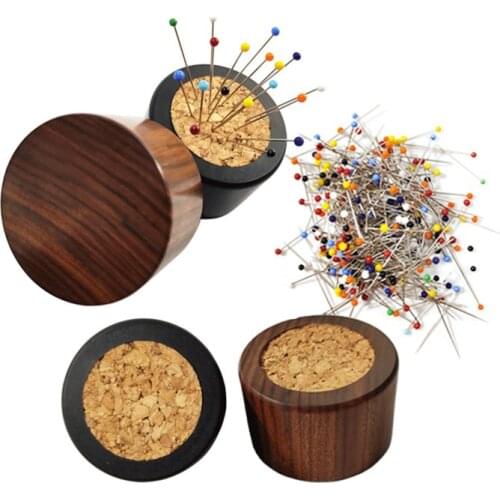 Natural wooden Sewing Pincushion Round Needle Pad Safety Pin Cushions Storage Apparel Pin Holder Sewing Supplies 5cm Dia. 1pc