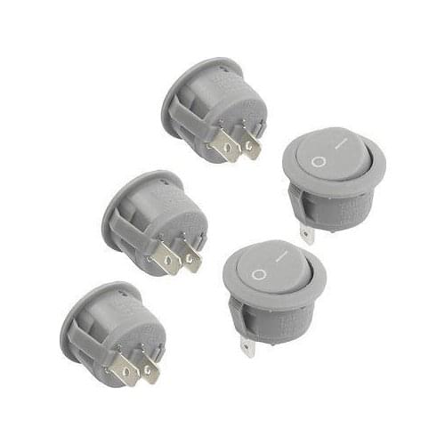 Free shipping!19mm Diameter AC 6A 250V 2 Terminal SPST On-Off Round Rocker Switch 5 Pcs