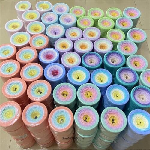 300g 100% Organic Cotton Lace Spring and Autumn Cake Yarn Gradient Color Crochet Shawl Skirt DIY Handmade Knit Yarn about 1000m