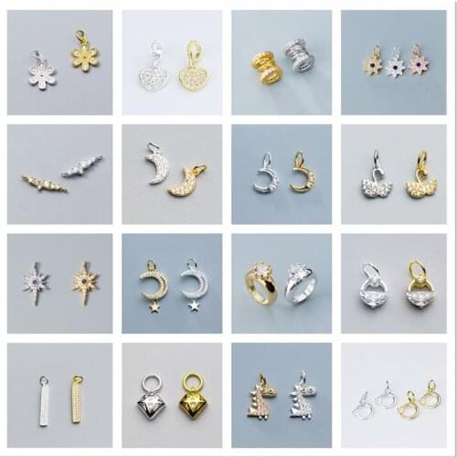 MEETSOFT Trendy S925 Sterling Silver Exquisite Zircon Cute Charms DIY Handmade Jewelry Minimlist Deocration Accessories