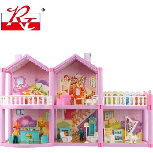Large size miniature dollhouse toys DIY Assemble villa children play house toy doll home miniaturas casa de bonecas