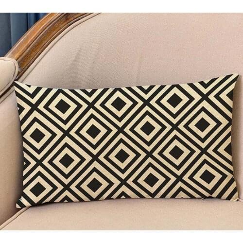 Minimalist Black Lines Geometric Shapes Pattern Long Waist Pillow Case Home Sofa Car Decorative Rectangle Cushion Cover 30x50cm