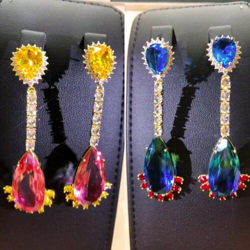 Missvikki 63mm Sparkly Crystal Pendant Earrings for Noble Women Bridal Wedding Jewelry Ladies Daily Accessories New Trendy