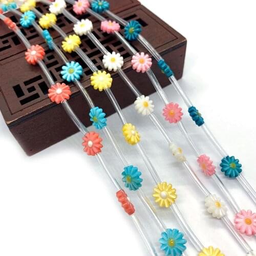 Natural Freshwater Shell Beads Dyed Colorful Beads Small Daisy Shape Handmade DIY Necklace Bracelet Jewelry Craft Decoration