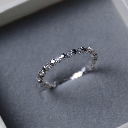 New Classic Stars Ring for Women Creative Simple Finger Rings with Paved Rhinestone Female Engagement Wedding Jewelry