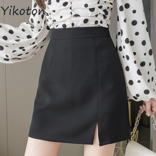 Skinny Skirts Women 2021 Summer New Fashion Split Hem Mini Skirt Shorts Casual High Waist Elegant Solid Sexy Streetwear Female