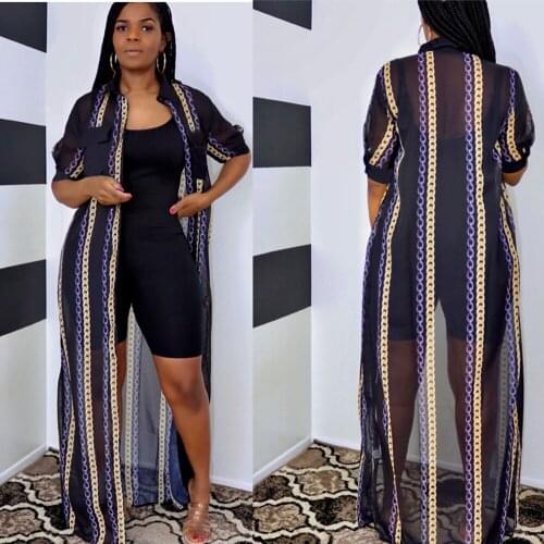 Women Dress Sexy Long Street Perspective Mesh Shirt Short-Sleeved Dress Fashion Casual Slim Beach Dress Ladies