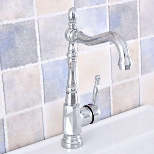 Silver Polished Chrome Brass Single Hole Single Handle Swivel Spout Kitchen Sink Bathroom Vessel Basin Faucet Mixer Tap asf634