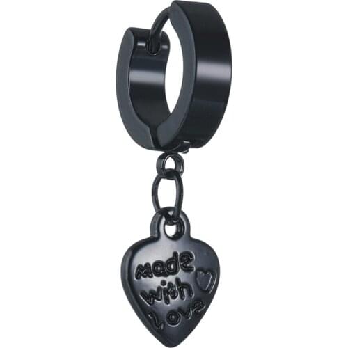 2021 New Trendy Made With Love Heart Black Color Drop Earrings for Women Men Metal Punk Rock 1Pc Earing Fashion Jewelry Gift