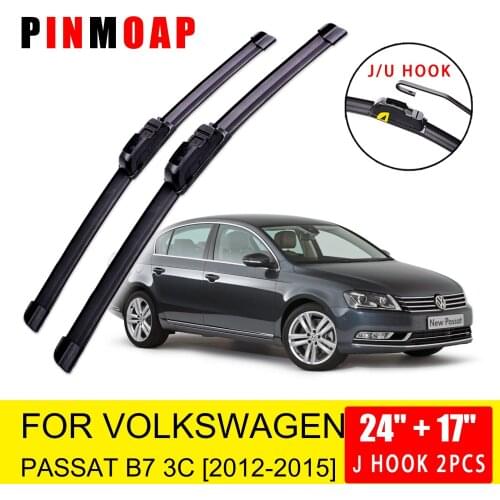 For VW Volkswagen Passat 3C B7 2012 2013 2014 2015 Front Wiper Blades Brushes Cutter Accessories U J Hook