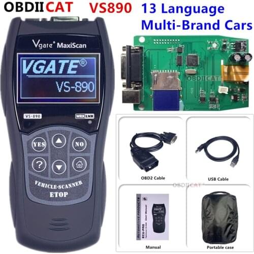 VGATE VS890 OBD2 Code Reader Universal OBD2 Scanner Multi-language and Car Diagnostic Tool Vgate MaxiScan VS890 Free Shipping