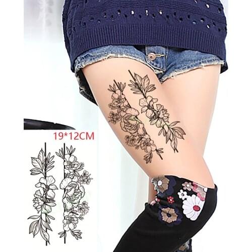 Waterproof Temporary Tattoo Stickers Rose Flower Plant Fake Tatto Flash Tatoo Body Art for Women Men