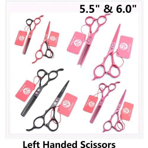 Y8211 5.5" 6” Left Handed Hairdressing Scissors Professional Barber Shears Salon Haircutting Scissors Black