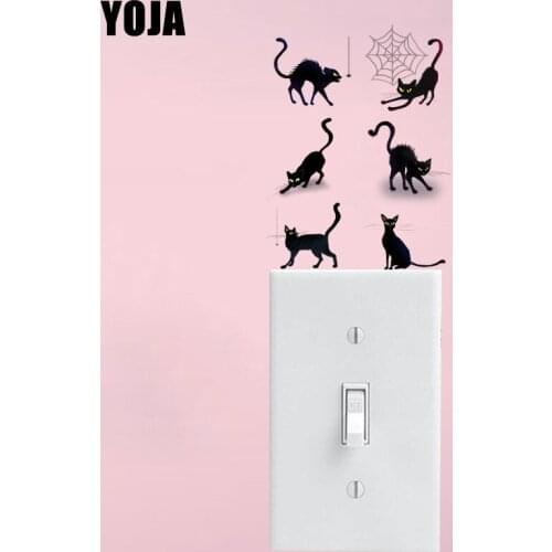 YOJA Cat With Spider Play Wall Sticker Home Decor Colored Switch Decal PVC Room Bedroom 12ss0349