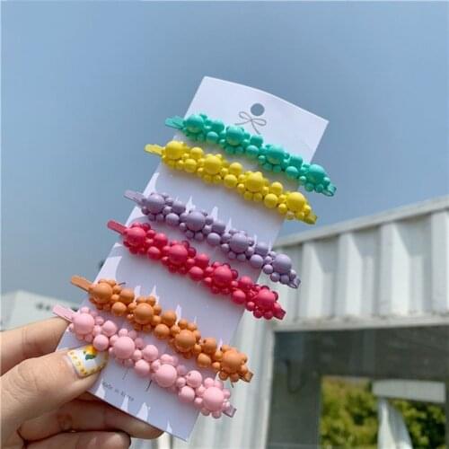 Korean Summer Women Girl Sweet Candy Color Hair Clip Fluorescent Handmade Beading Hairpin Baking Paint Party Side Bangs Barrette