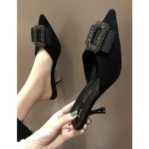 Fairy Diamond Sandals Metal Joker High Heels Sandals Summer 2021 Paragraph Late Night Breeze Lazy Mill Shoes For Womens Shoes