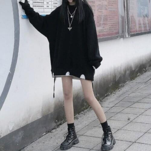 Women Pullovers New O-Neck Design Patchwork Irregular Casual Loose Student Harajuku High Street Ladies Oversized Sweatshirts
