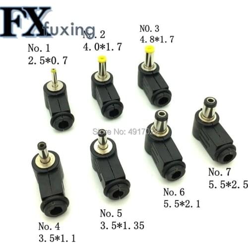 10PCS DC Power Male Plug Jack Adapter 90 Degree Male 5.5x2.1mm 5.5x2.5mm 4.8x1.7mm 4.0x1.7mm 3.5*1.1mm Connector DC Socket HOT