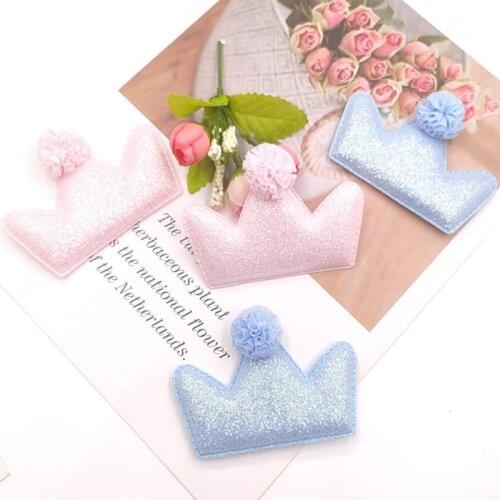 10Pcs/lot New Fabric Crown Patches DIY Cotton-filled Childrens Hair Gauze Ball Crown Accessories DIY Handmade Decorations