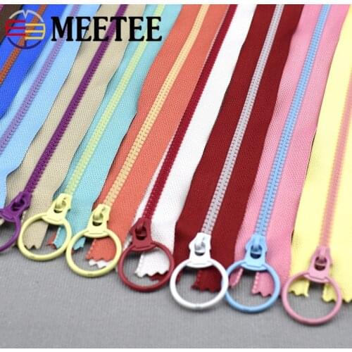 10Pcs Meetee 15-40cm 3# Closed End Resin Zippers Pull Ring Zip Slider Head for Sewing Bags Wallet Purse Cloth Accessories Crafts