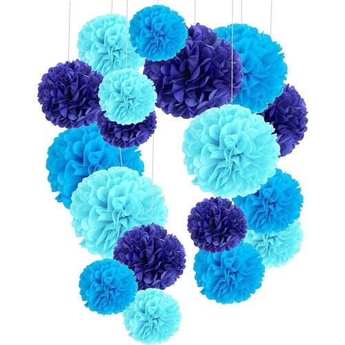 18pcs/Set Hanging Paper Ball Tissue Paper Pom Pom Flower Home store office decoration for Valentine easter Birthday party
