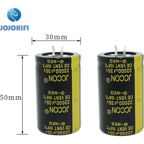 2pcs One Pair 22000uF 35V 30x50mm JCCON 105 ℃ 35V 22000uF Horn Aluminum Audio Amplifier Wire Cutting Power Filter Capacitors