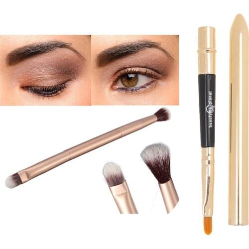 2 Packs Soft Nylon Hair Dual Ended Eyeshadow Brush with Makeup Cosmetics Lipstick Applicator Brushes