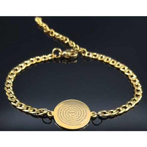 2021 Fashion Gold Color Bible Stainless Steel Bracelets for Women Gold Color Bracelets Bangles Jewelry brazalete mujer B18463