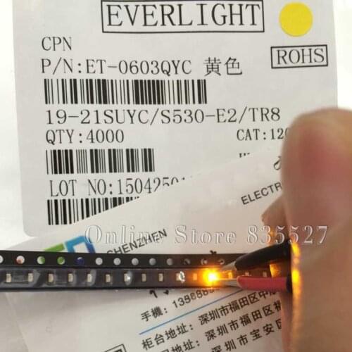 4000pcs/lot LEDs 0603 / 1608 SMD light beads Super bright yellow LED light emitting diode diodes