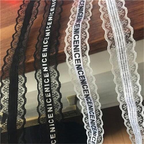 5 Meters alphabet black/white Print Mesh Lace Ribbin Trims for Wedding Clothes DIY Sewing Garments Accessories 2.5cm Wide