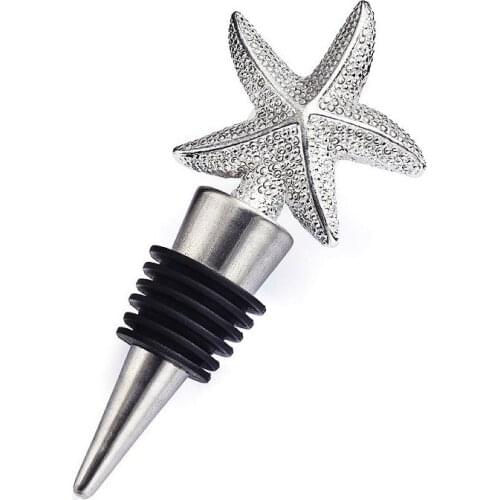 Free Shipping Beach Starfish Wedding Wine Stopper Favor With Box Metal Birthday Party Gifts For Guests Wedding Favour Gift