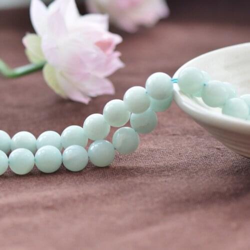 Joanlyn Grade AB Natural Amazonite Beads NOT Dyed 6mm 8mm 10mm Smooth Polished Round 15 Inch Strand AM05