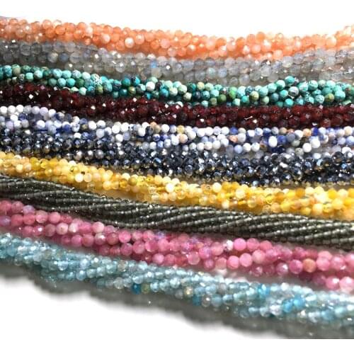 Natural Stone Beads Small Section Bead Garnet Turquois 2 3 mm Loose beads for Jewelry Making DIY Bracelet Necklace Length 38cm