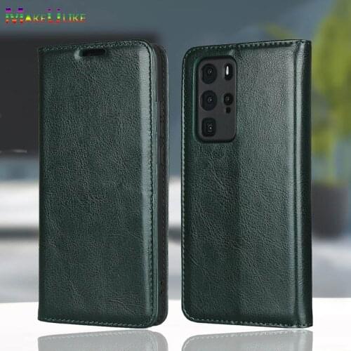 Genuine Leather Wallet Case For Huawei P40 P30 Pro Case Magnetic Oil Leather Flip Cover For Huawei P40 P30 P40Pro P30Pro Case